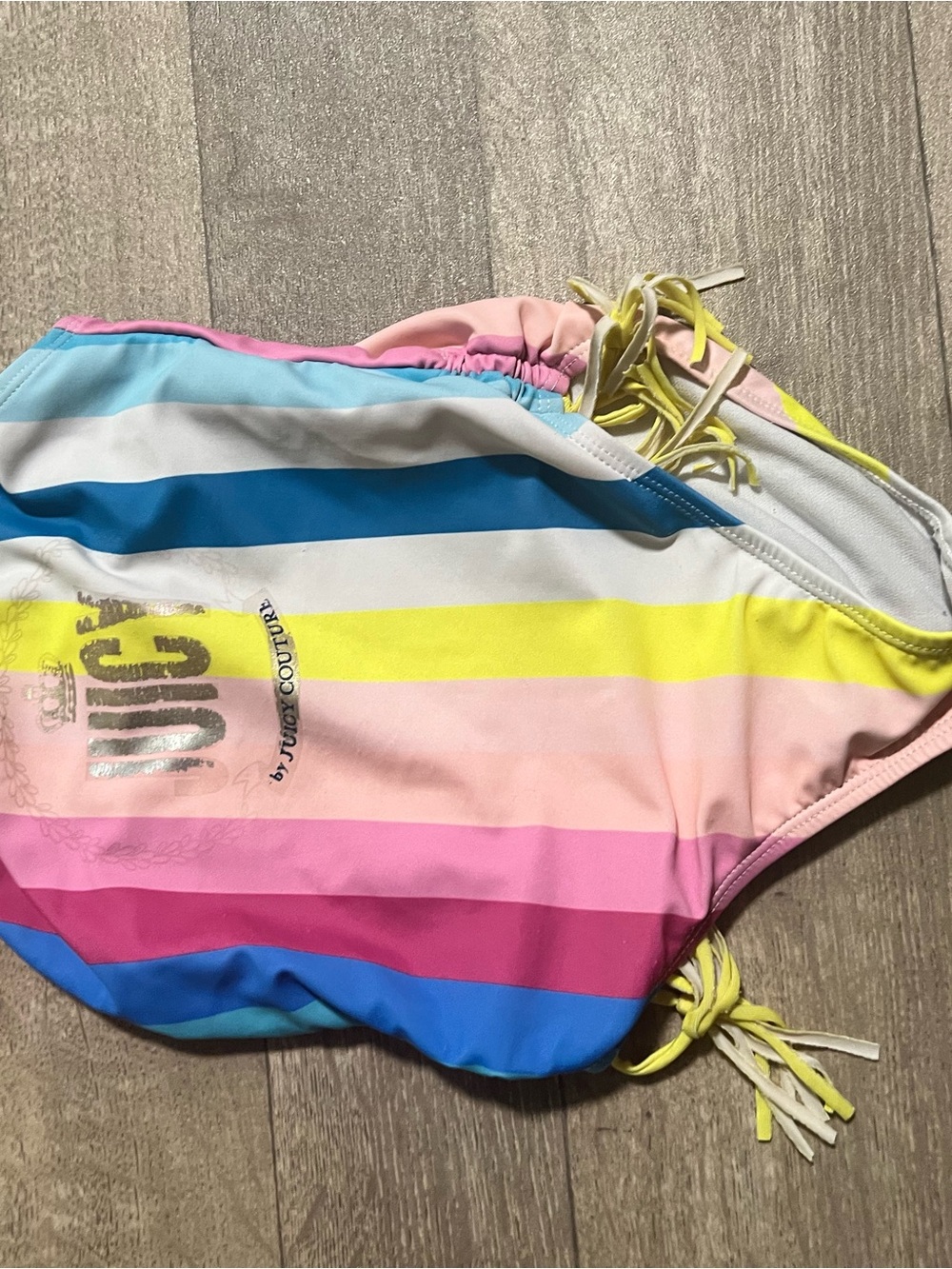Juicy Couture Girls' Multi-Stripe One-Piece Swimsuit - Pink/Yellow/Blue